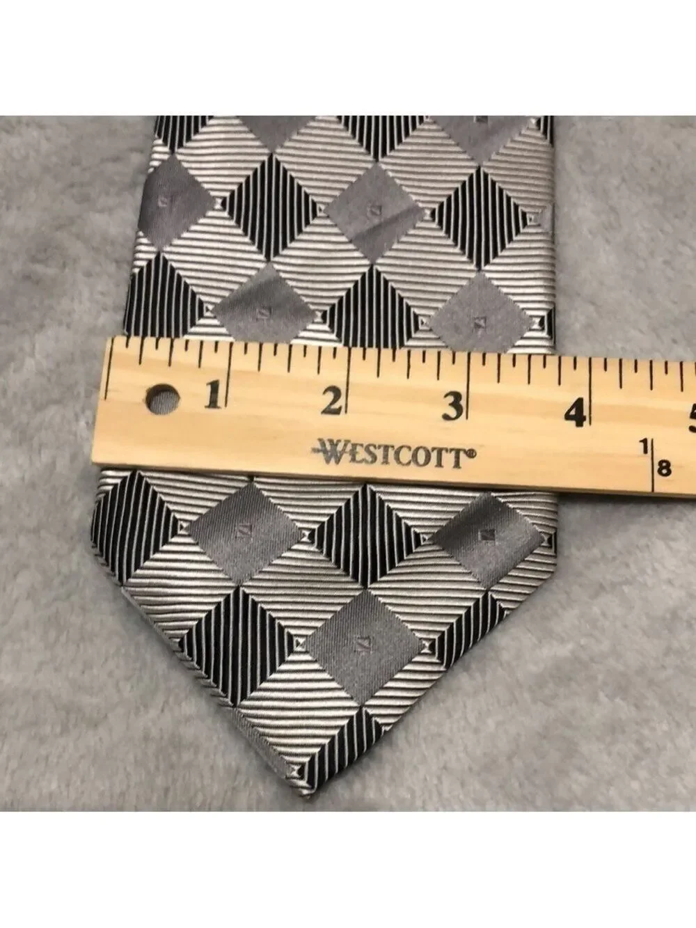 Roberto Villini Black and Gray Diamond Print Tie